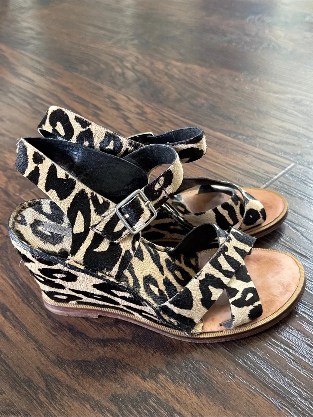 Diane Von Furstenberg Leopard Haircalf Slingback Sandals - Black & Cream